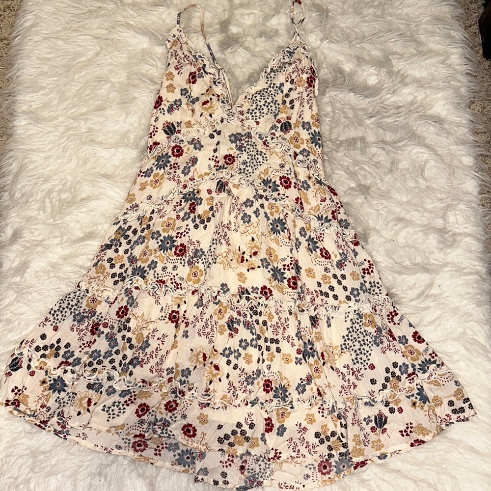 Pitaya Floral Mini Dress in Cream with Red, Blue, and Yellow Flowers